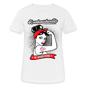 Krankenschwester in Ausbildung Azubi Pflegekraft - Frauen T-Shirt atmungsaktiv - Weiß - Vorne - AI Model Female 172 dark (172cm)