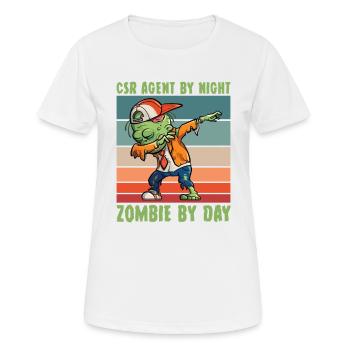 csr-agent at night zombie by day customer service - Women's Breathable T-Shirt - white - Front - AI Model Female 172 dark (172cm)