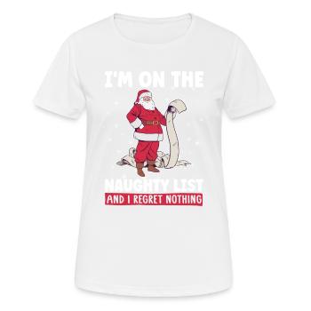 Je suis sur la liste des vilains et je n’ai aucun regret - T-shirt respirant Femme - blanc - Devant - AI Model Female 172 dark (172cm)