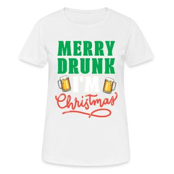Joyeux ivre Je suis Noël Noël Noël Crèche de Noël - T-shirt respirant Femme - blanc - Devant - AI Model Female 172 dark (172cm)