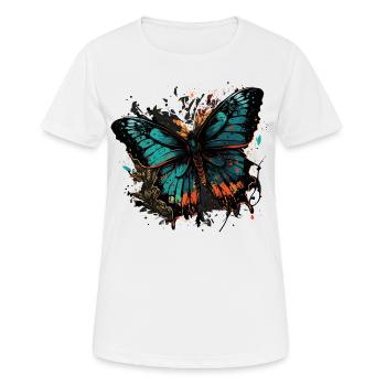 Transformation en papillon - T-shirt respirant Femme - blanc - Devant - AI Model Female 172 dark (172cm)