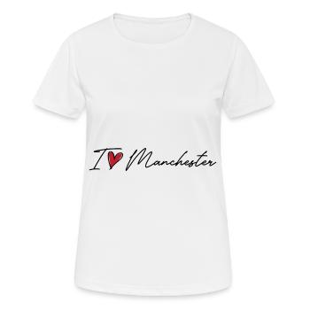 J’aime Manchester - T-shirt respirant Femme - blanc - Devant - AI Model Female 172 dark (172cm)