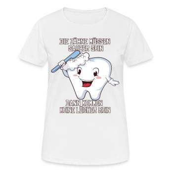 Tooth Fairy ZFA Tooth Toothbrush Dental Gift - Women's Breathable T-Shirt - white - Front - AI Model Female 172 dark (172cm)