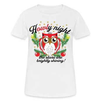 Heilige Nacht Eule Howly Weihnachten lustig Spruch - Frauen T-Shirt atmungsaktiv - Weiß - Vorne - AI Model Female 172 dark (172cm)