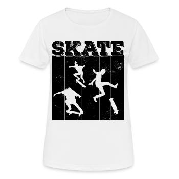 Skate, skaten, Skater, Skateboard - Frauen T-Shirt atmungsaktiv - Weiß - Vorne - AI Model Female 172 dark (172cm)