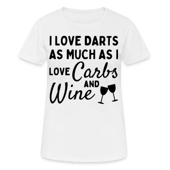 Ich liebe Darts genauso wie Kohlenhydrate und Wein - Frauen T-Shirt atmungsaktiv - Weiß - Vorne - AI Model Female 172 dark (172cm)