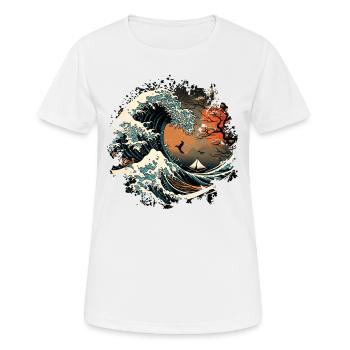 La vague japonaise, la Grande Vague de Kanagawa - T-shirt respirant Femme - blanc - Devant - AI Model Female 172 dark (172cm)