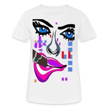 Les yeux se détachent avec la bouche nez face - T-shirt respirant Femme - blanc - Devant - AI Model Female 172 dark (172cm)