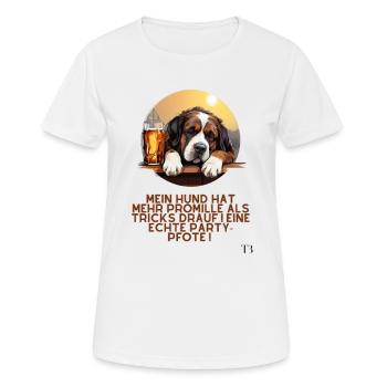 Mein Hund, die Partypfote ! - Frauen T-Shirt atmungsaktiv - Weiß - Vorne - AI Model Female 172 dark (172cm)