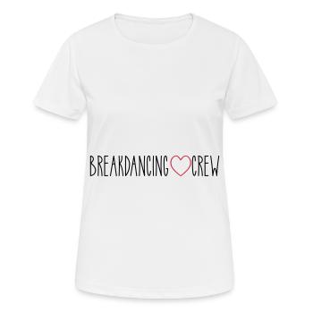 Breakdancing Crew Herz - Frauen T-Shirt atmungsaktiv - Weiß - Vorne - AI Model Female 172 dark (172cm)