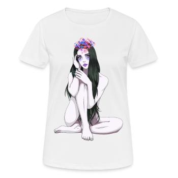 Hübsche nackte Frau Blumen Frühling Natur Mädchen - Frauen T-Shirt atmungsaktiv - Weiß - Vorne - AI Model Female 172 dark (172cm)