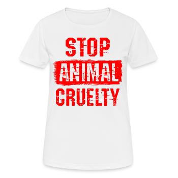 Stopp Tiermisshandlung - Frauen T-Shirt atmungsaktiv - Weiß - Vorne - AI Model Female 172 dark (172cm)