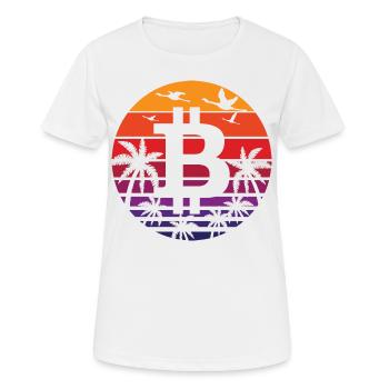 Vintage Sonnenuntergang Bitcoin Logo Crypto Fan Geschenk - Frauen T-Shirt atmungsaktiv - Weiß - Vorne - AI Model Female 172 dark (172cm)