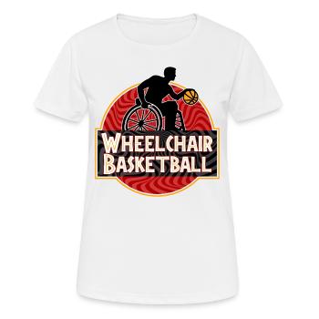 Rollstuhlbasketball Rollstuhl Basketball - Frauen T-Shirt atmungsaktiv - Weiß - Vorne - AI Model Female 172 dark (172cm)