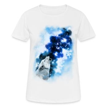 Paintery Style :Starry Wolf Night: - Frauen T-Shirt atmungsaktiv - Weiß - Vorne - AI Model Female 172 dark (172cm)