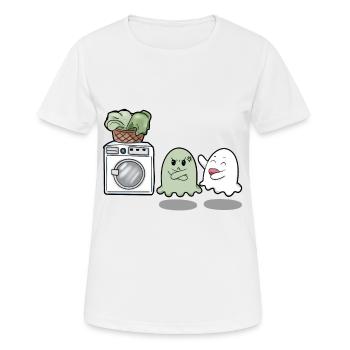 Geist Kostüm Waschmaschine dreckiges Lacken - Frauen T-Shirt atmungsaktiv - Weiß - Vorne - AI Model Female 172 dark (172cm)