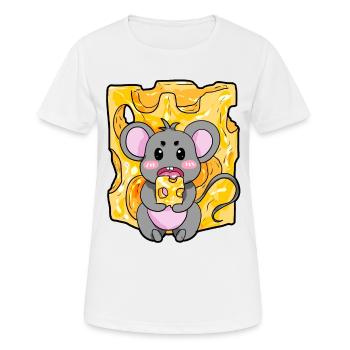 Mouse Cheese Cartoon Gift Mouse - Women's Breathable T-Shirt - white - Front - AI Model Female 172 dark (172cm)