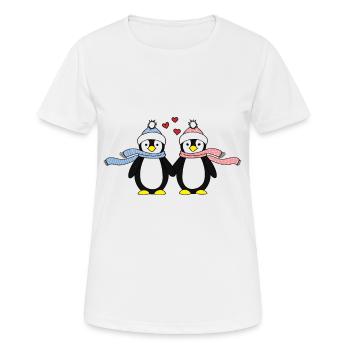 Penguin Love Relationship Partnership Gift - Women's Breathable T-Shirt - white - Front - AI Model Female 172 dark (172cm)