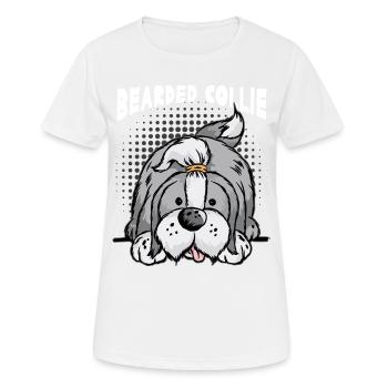 BEARDED COLLIE Border Collie Rough Collies Sheltie - T-shirt respirant Femme - blanc - Devant - AI Model Female 172 dark (172cm)