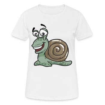 Glückliche Schnecke Cartoon Comic Langsam - Frauen T-Shirt atmungsaktiv - Weiß - Vorne - AI Model Female 172 dark (172cm)