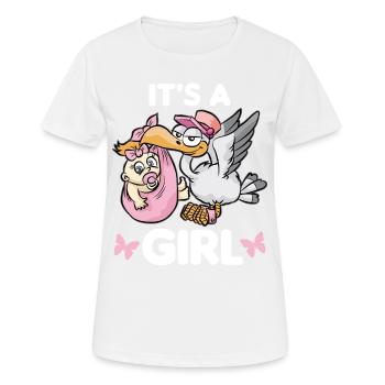 Fille fille cigogne cigogne rose - T-shirt respirant Femme - blanc - Devant - AI Model Female 172 dark (172cm)