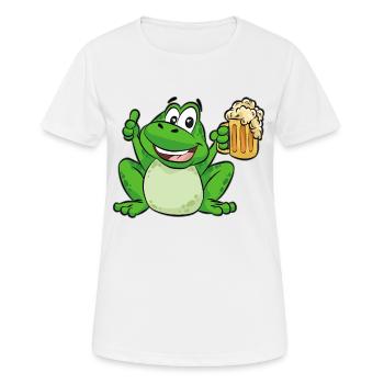Grenouille la bière boit dessin animé drôle - T-shirt respirant Femme - blanc - Devant - AI Model Female 172 dark (172cm)