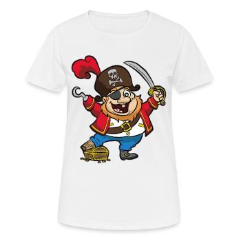 lustiger Pirat Schatz Schatztruhe Säbel Hakenhand - Frauen T-Shirt atmungsaktiv - Weiß - Vorne - AI Model Female 172 dark (172cm)