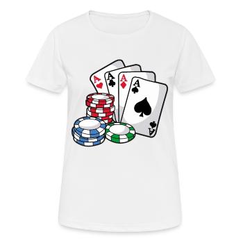 POKER Cards Poker Chips Texas Holdem Gift - Women's Breathable T-Shirt - white - Front - AI Model Female 172 dark (172cm)