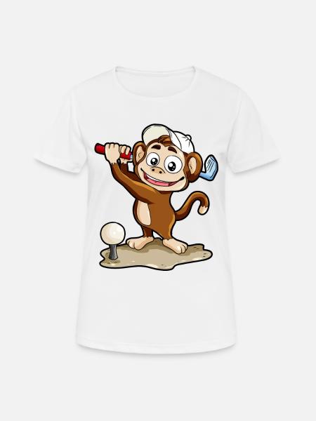 Jeu de golf singe Golfer Minigolf Bande dessinée - T-shirt respirant Femme - blanc