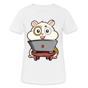 Ordinateur lapin lapin portable bande dessinée nerd cadeau - T-shirt respirant Femme - blanc - Devant - AI Model Female 172 dark (172cm)
