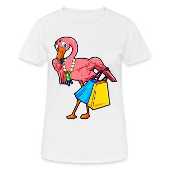 Shopping Flamingo Shopping Bande dessinée Style - T-shirt respirant Femme - blanc - Devant - AI Model Female 172 dark (172cm)