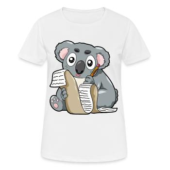 Schreibender Koala Bleistift Autor Liebesbrief - Frauen T-Shirt atmungsaktiv - Weiß - Vorne - AI Model Female 172 dark (172cm)