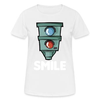 SMILE Starenkasten Blitzer Raser Knöllchen Cartoon - T-shirt respirant Femme - blanc - Devant - AI Model Female 172 dark (172cm)