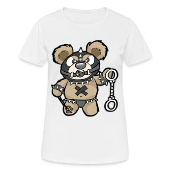 versauter Teddy Bär Knebel Petische Handschellen - Frauen T-Shirt atmungsaktiv - Weiß - Vorne - AI Model Female 172 dark (172cm)