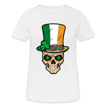 irischer Totenkopf Irland Kleeblatt Comic - Frauen T-Shirt atmungsaktiv - Weiß - Vorne - AI Model Female 172 dark (172cm)