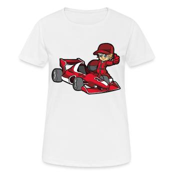 Pilote de voiture de course pilote de course rouge fils garçon - T-shirt respirant Femme - blanc - Devant - AI Model Female 172 dark (172cm)