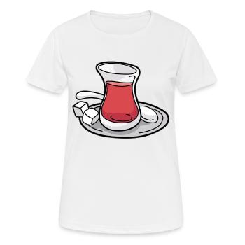Turkish Tea Cay Turquie Turc Turk TeaHouse - T-shirt respirant Femme - blanc - Devant - AI Model Female 172 dark (172cm)