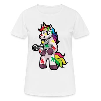 PAINTBALL Einhorn Markierer Airsoft Geschenk Kind - Frauen T-Shirt atmungsaktiv - Weiß - Vorne - AI Model Female 172 dark (172cm)