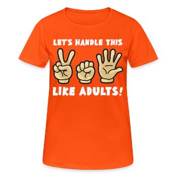 How adults rules stone scissors paper - Women's Breathable T-Shirt - neon orange - Front - AI Model Female 172 dark (172cm)