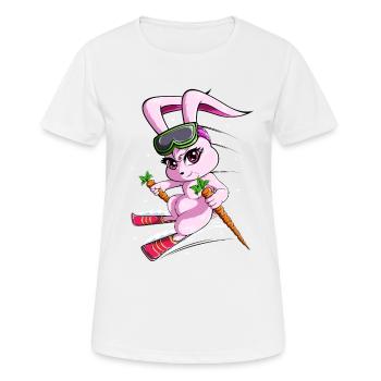 Ski Rabbit Snow Ski Skirulaub Slope - Women's Breathable T-Shirt - white - Front - AI Model Female 172 dark (172cm)