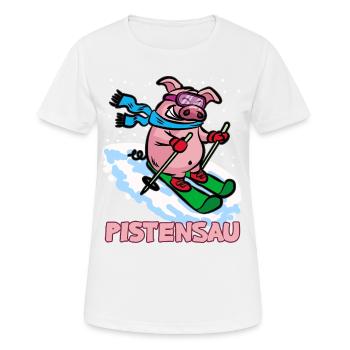 Pistensau Pisten Sau Ski fahrendes Schwein - Frauen T-Shirt atmungsaktiv - Weiß - Vorne - AI Model Female 172 dark (172cm)