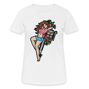PIN UP GIRL TATTOO - T-shirt respirant Femme - blanc - Devant - AI Model Female 172 dark (172cm)