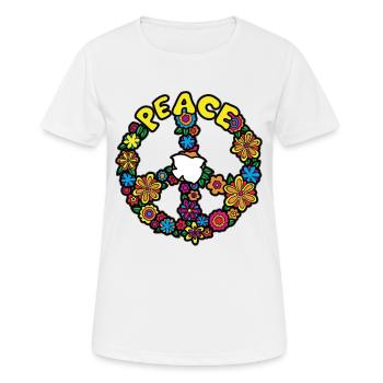FLOWER POWER Paix - T-shirt respirant Femme - blanc - Devant - AI Model Female 172 dark (172cm)