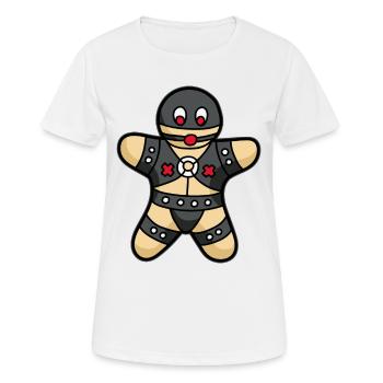 versauter Lebkuchenmann BDSM sadomaso Sklave - Frauen T-Shirt atmungsaktiv - Weiß - Vorne - AI Model Female 172 dark (172cm)
