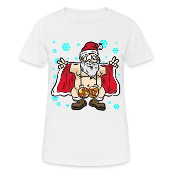 FLASHING SANTA CLAUS Stripper - Frauen T-Shirt atmungsaktiv - Weiß - Vorne - AI Model Female 172 dark (172cm)