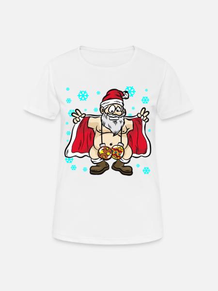 FLASHING SANTA CLAUS Stripper - Frauen T-Shirt atmungsaktiv - Weiß