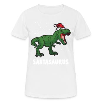 SANTASAURUS dino dinosaure humour de Noël - T-shirt respirant Femme - blanc - Devant - AI Model Female 172 dark (172cm)