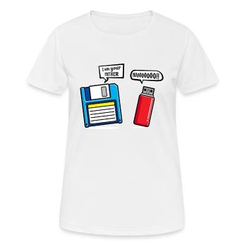 Je suis votre père Humour sur clé USB Dsikette - T-shirt respirant Femme - blanc - Devant - AI Model Female 172 dark (172cm)