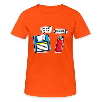 Je suis votre père Humour sur clé USB Dsikette - T-shirt respirant Femme - orange néon - Devant - AI Model Female 172 dark (172cm)