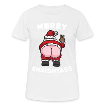 JOYEUX CHRIST MON CUL Nikolaus Butt Popo - T-shirt respirant Femme - blanc - Devant - AI Model Female 172 dark (172cm)